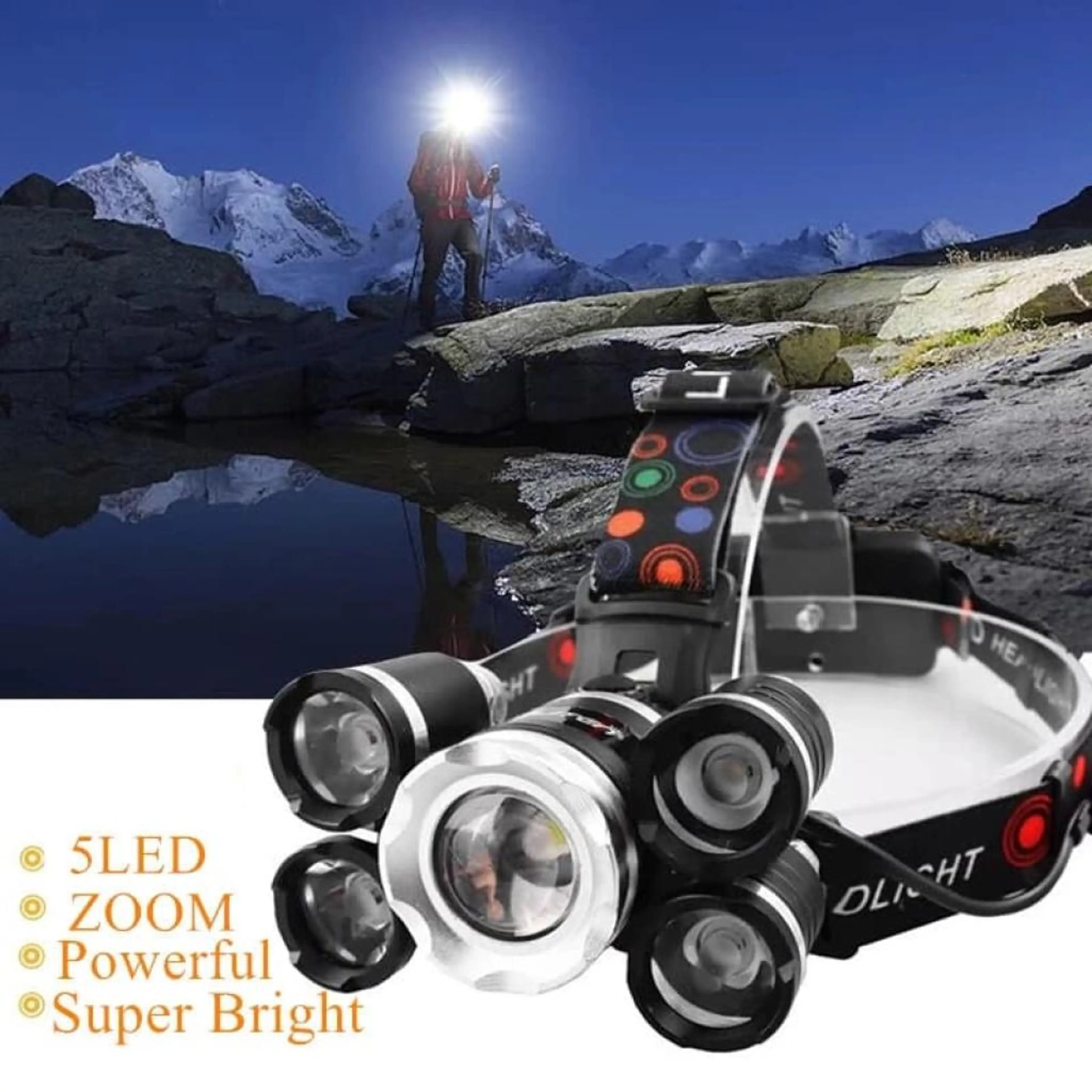Акумулаторен челник с 5 led диода - t6