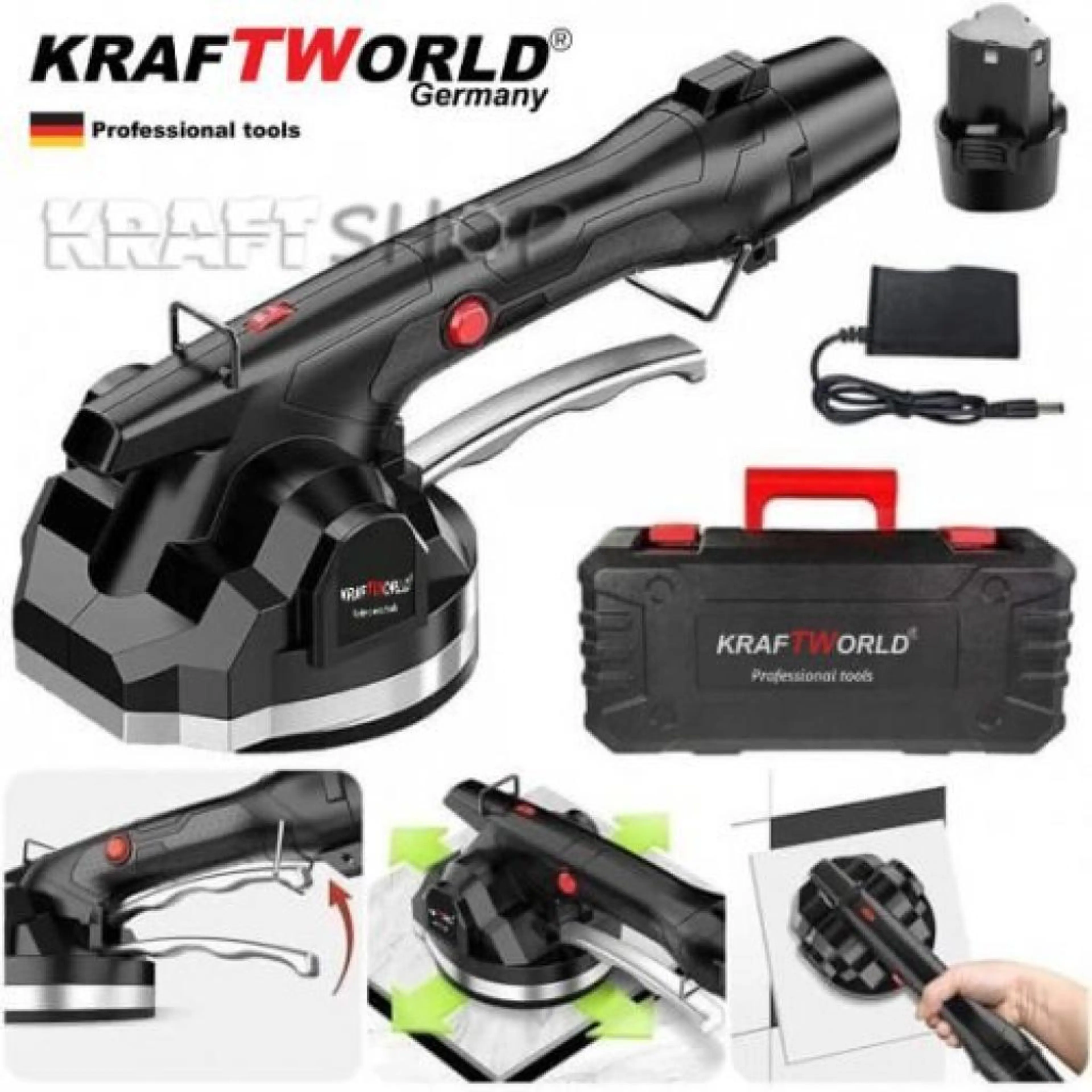 Акумулаторна вендуза за плочки KraftWorld 100кг