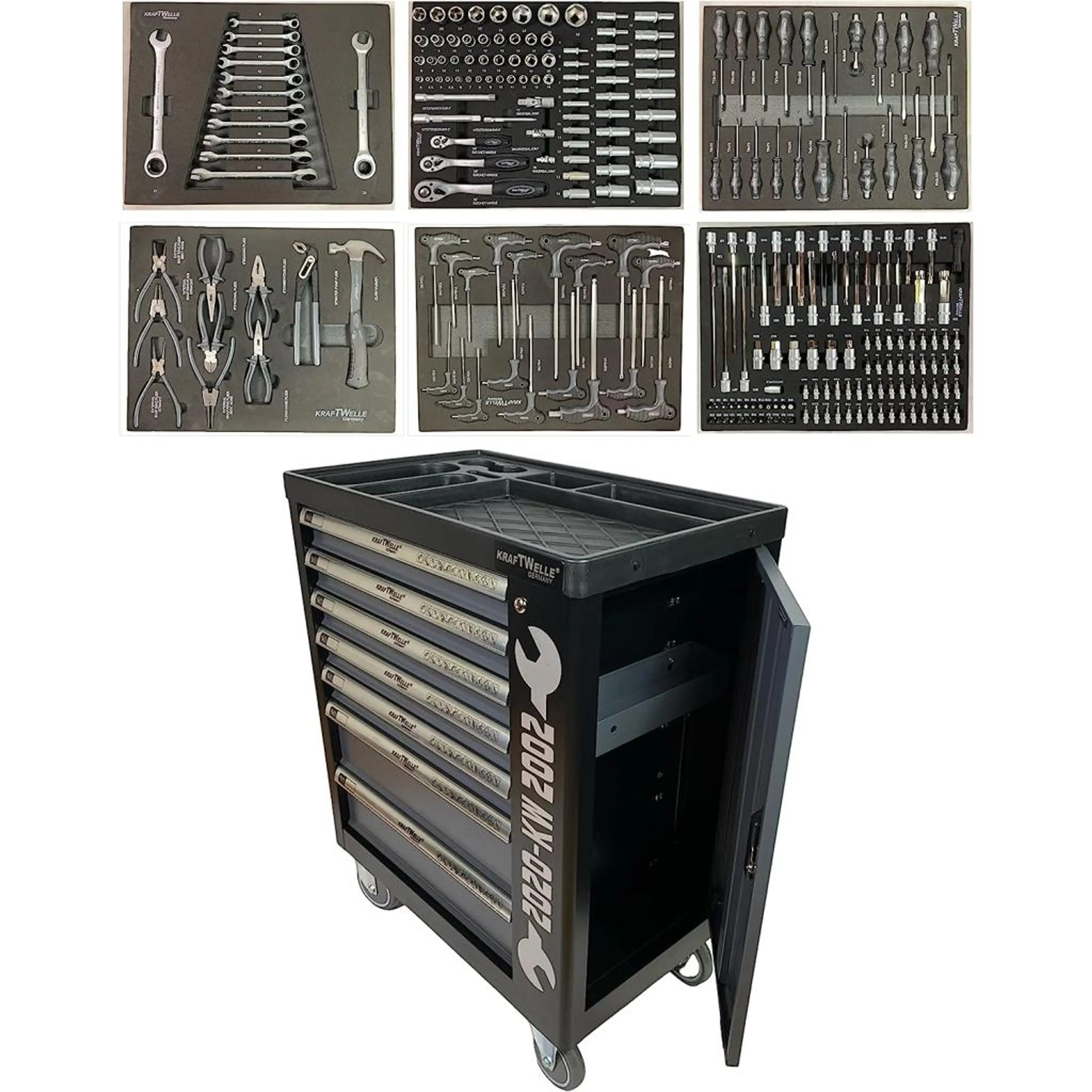 Количка с инструменти KraftWelle-Шкаф 7 отделения