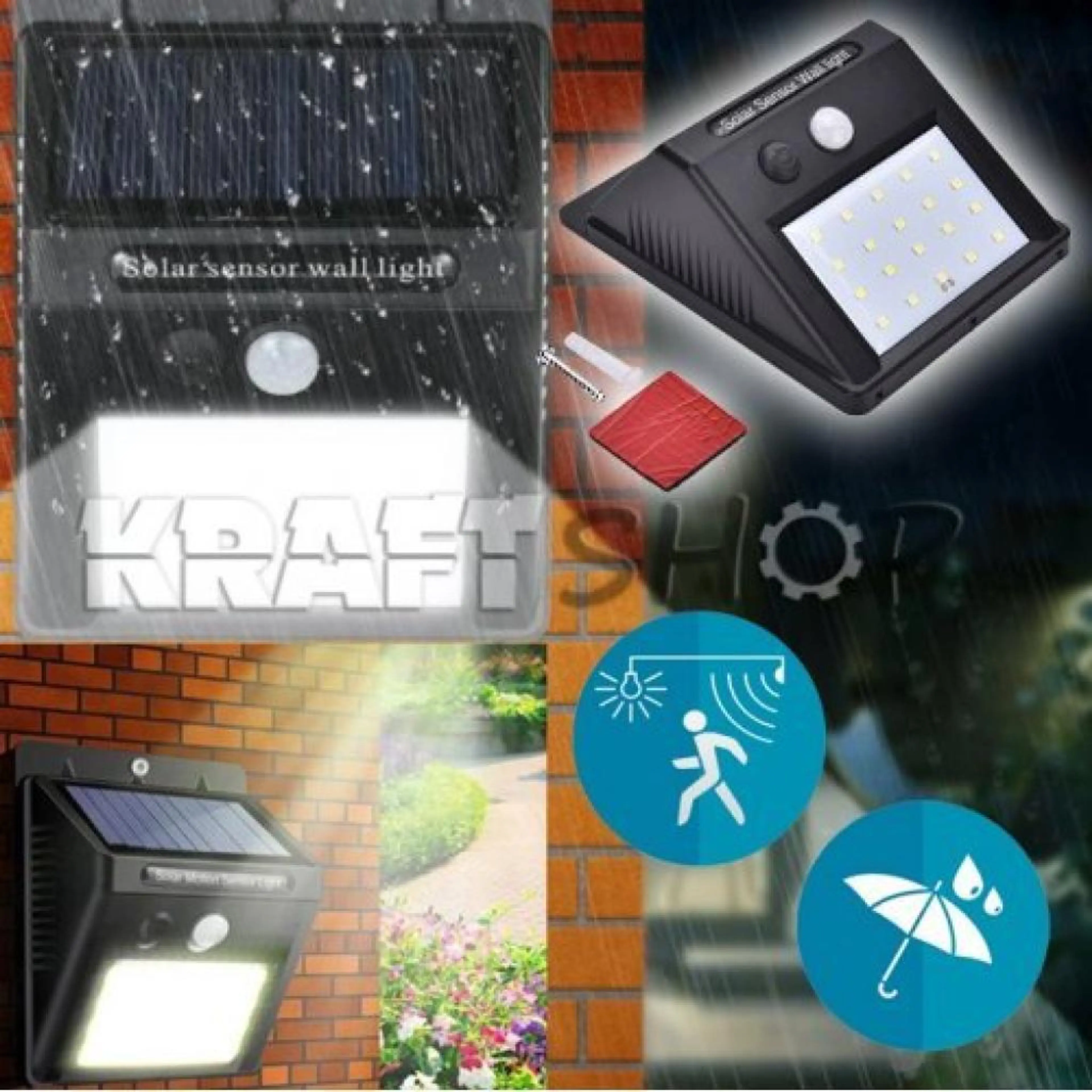 Мощна Соларна LED лампа със сензор 500lm