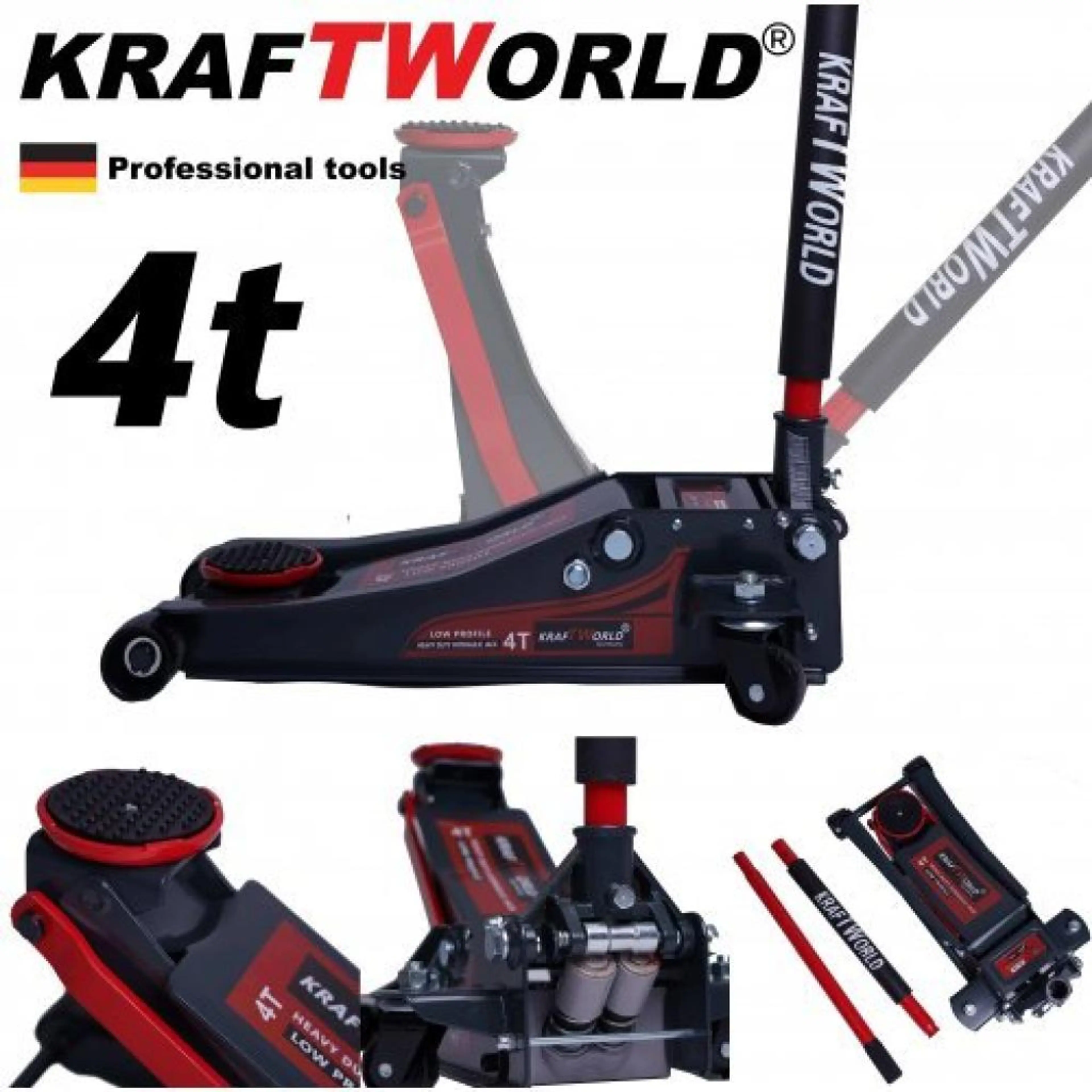 нископрофилен крик KraftWorld 4 тона с две помпи