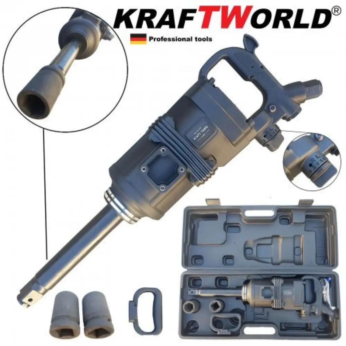 Пневматичен професионален гайковерт 1цол KraftWorld- 3200 Nm