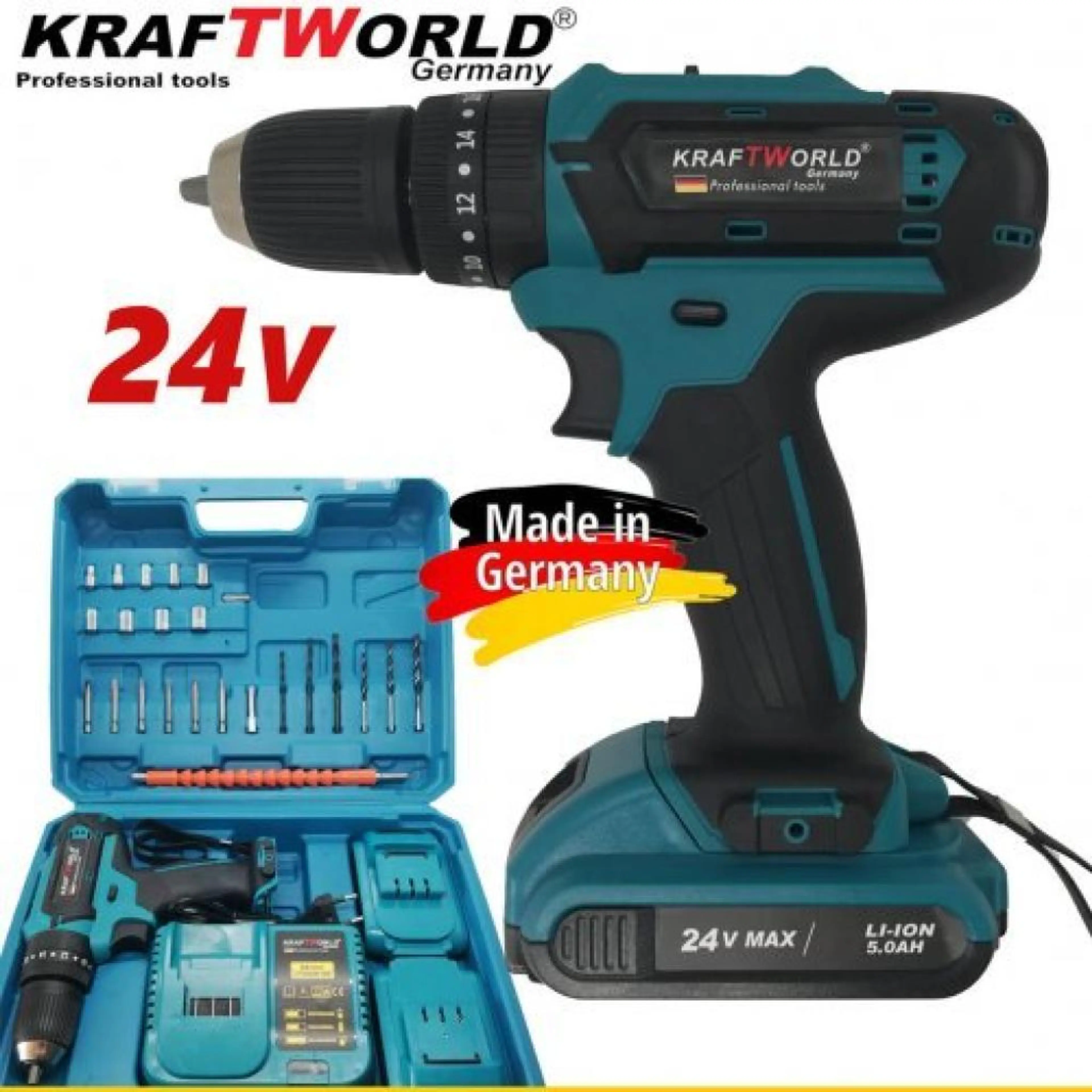 ударен винтоверт / Бормашина Kraft World 24V, 5.0 Ah